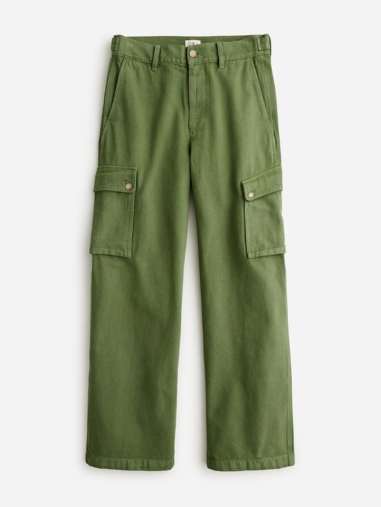 J. Crew Pants - NWT J.Crew Green Wide Leg Cargo Heavyweight Twill Pants 28 High Rise Gorpcore